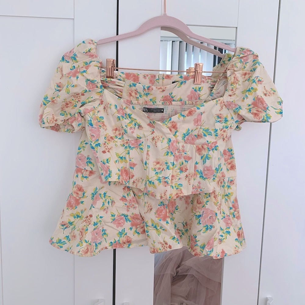 Zara cream and pink floral coord